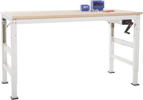 Manuflex AU9115.5012 Arbeitsgrundtisch UNIVERSAL Ergo K mit Multiplexplatte, Farbe: Licht-Blau (RAL 5012), B/T/H: 200 x 80 x 72,2-102,2 cm - Bild 1