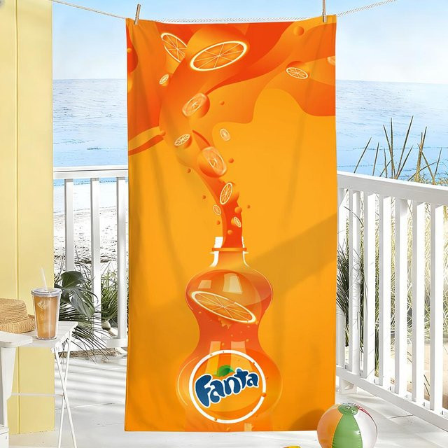 Schnelltrocknendes Strandtuch Shanika Chen mit Fanta-Getränkedesign, B: 40 cm, H: 60 cm - Bild 1