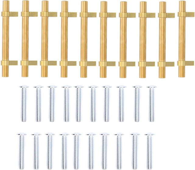 10 Stück TOMTOP JMS Schrankgriffe aus Edelstahl in Gold, moderne Hohlrohr-Stangengriffe für Schubladen und Kleiderschränke, Lochabstand: 96 mm - Bild 1