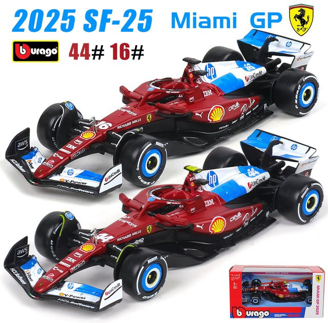 Bburago F1 2025 Ferrari HP Miami GP SF25, Druckguss-Modell, 1:43 - Bild 1