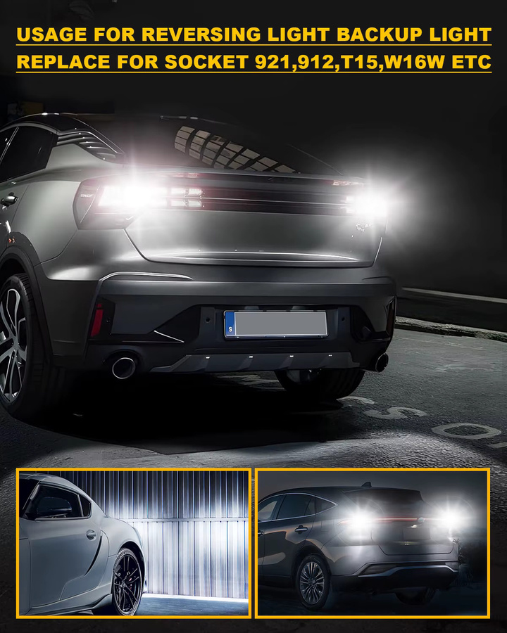 OUSHI 2 Stück W16W T15 LED-Rückfahrlichtbirnen Canbus Fehlerfrei 12V 6000K Xenon Weiß 4000 Lumen 921 912 904 906 LED-Back-Up-Licht - Bild 6