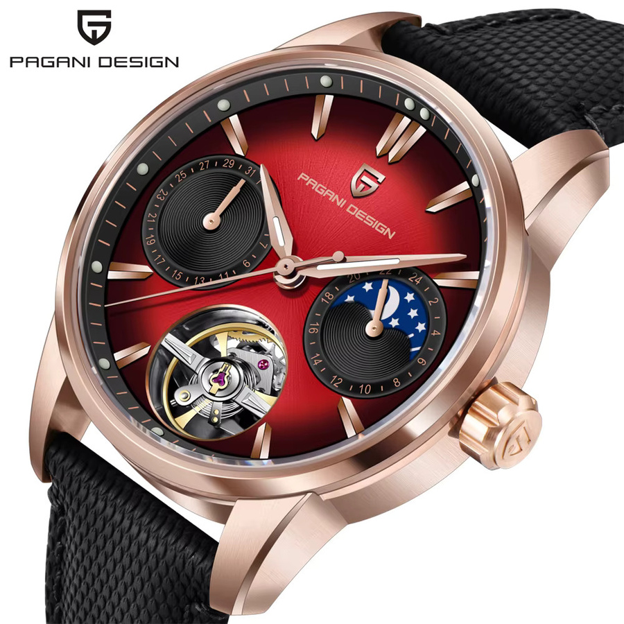 PAGANI DESIGN Armbanduhr, Automatik, Mondphase, Roségold, Herren - Bild 7
