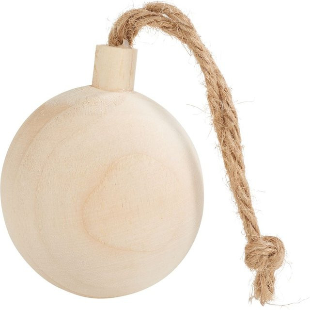 Holz-Weihnachtskugel von Creativ Company in Beige mit Ø 4,8 cm - Bild 1