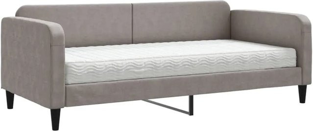 vidaXL Tagesbett mit Matratze in Taupe, B/T/H: 90 x 200 cm, gepolstert mit Armlehnen und Schlaffunktion - Bild 1