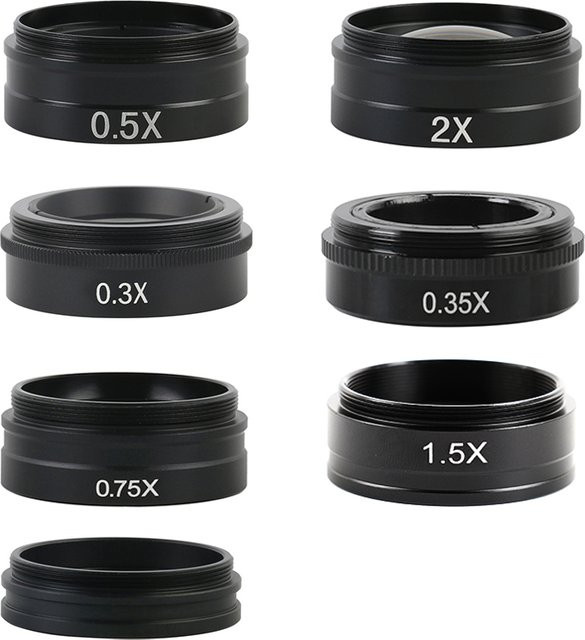 Eakins Barlow-Linsen Set für Mikroskop-Kameraobjektive mit 42mm Gewinde und Schutzglas, Schwarz - Bild 1