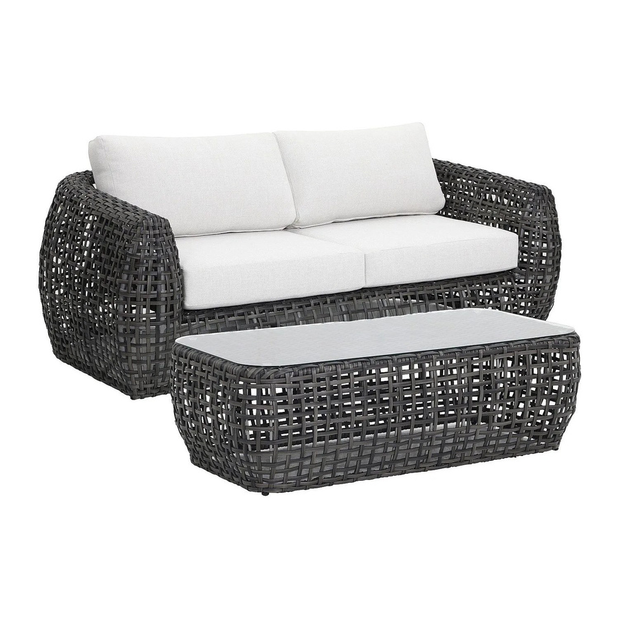 Gartensitzgruppe MYLIA aus Polyrattan mit 2-Sitzer Gartensofa, Couchtisch und Polsterkissen in Anthrazitgrau, Breite: 198 cm - Bild 2