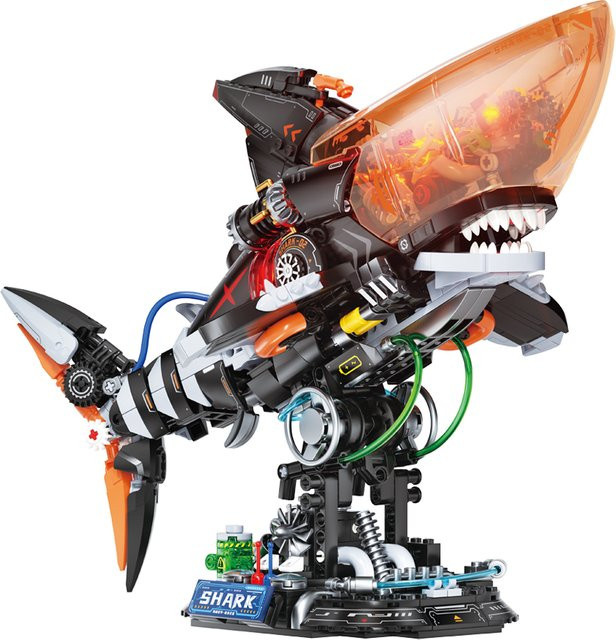 Weekit Shark Modell Bausteine Mechanischer Riesenhai als kreatives Meerestier Spielzeug für Erwachsene in Mehrfarbig - Bild 1