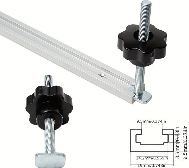 T-Slot Slider Gehrung T-Track Jig Schraube für Tischkreissäge und Router, Farbe: Silber, M8 x 100 mm - Bild 1