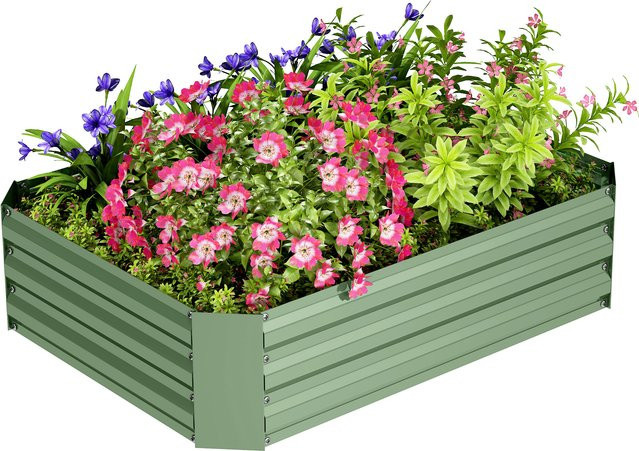 Outsunny Hochbeet aus Stahl für Garten und Balkon, stapelbares Pflanzbeet als Blumenkasten oder Gemüsebeet, B/T/H: 120 x 90 x 30 cm - Bild 1