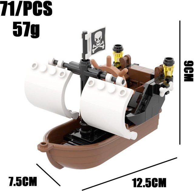 Mittelalterliches Segelschiff Piratenkanonenboot, Bausteine, ab 6 Jahren - Bild 1