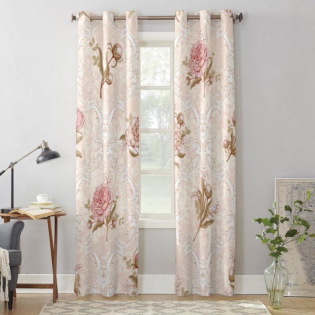 Super Six Raffgardine Dahlie Blume Retro Design in Beige, Breite: 135 cm, Höhe: 60 cm - Bild 1