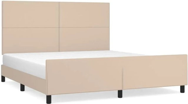 vidaXL Bettgestell mit Kopfteil in Cappuccino-Braun aus Kunstleder, B/T/H: 160 x 200 x 128 cm - Bild 1