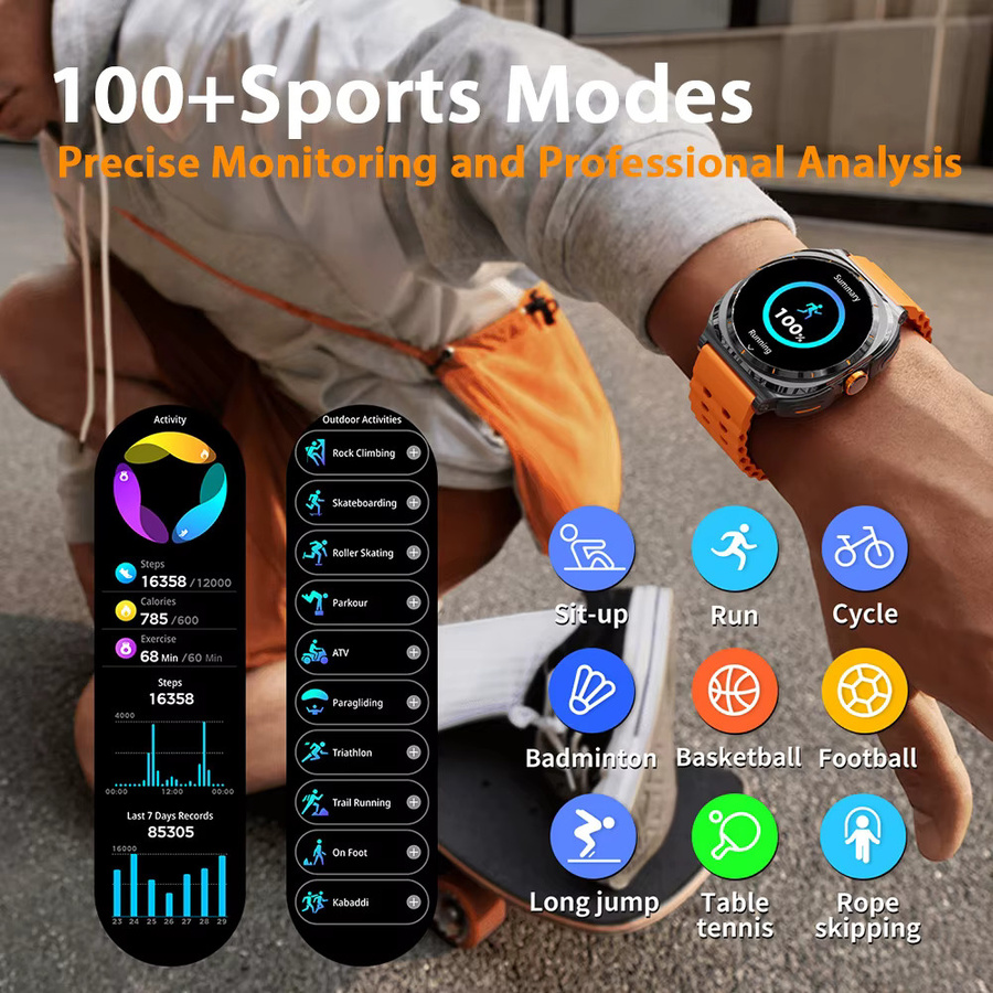 BOALZETD Smartwatch, Edelstahl, Silber, GPS, Schwarz - Bild 4