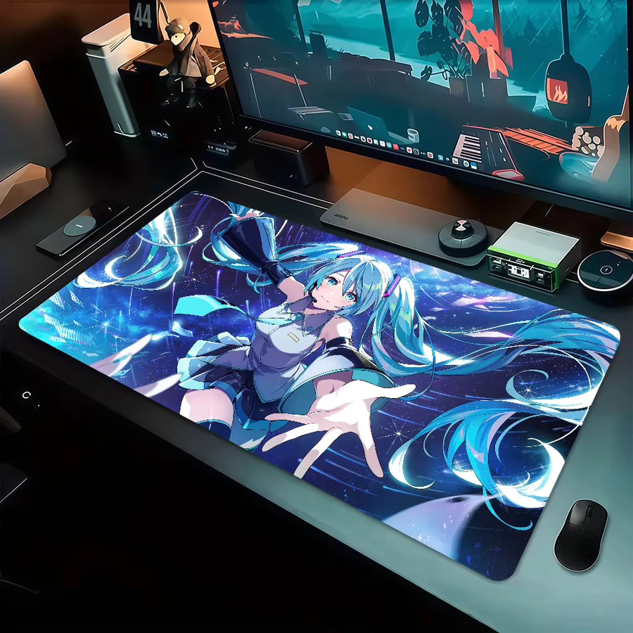 M-Miku Kawaii Mauspad im japanischen Stil, rutschfest und verdickt, große Schreibunterlage mit Lockedge für Gaming und Büro, Multicolour - Bild 5