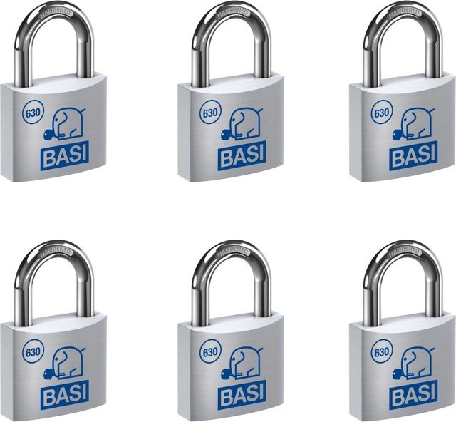 BASI Vorhangschloss Set 6x VHS 630, verschiedenschließend, Aluminiumgehäuse, Farbe: Silber, Breite: 40 mm - Bild 1