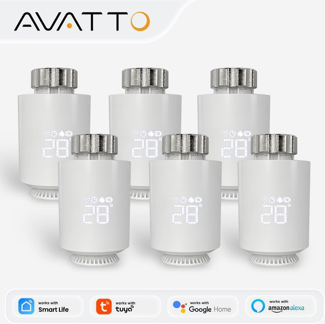 AVATTO ZigBee Thermostat-Heizkörperregler, intelligentes TRV Thermostatventil in Weiß zur Temperatursteuerung, kompatibel mit Tuya, Alexa und Google Home - Bild 1