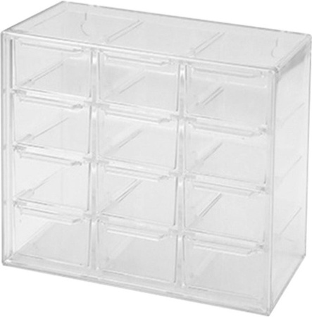 Wosawe Aufbewahrungsbox aus transparentem Kunststoff mit Gitter für Schmuck und DIY-Zubehör, Weiß