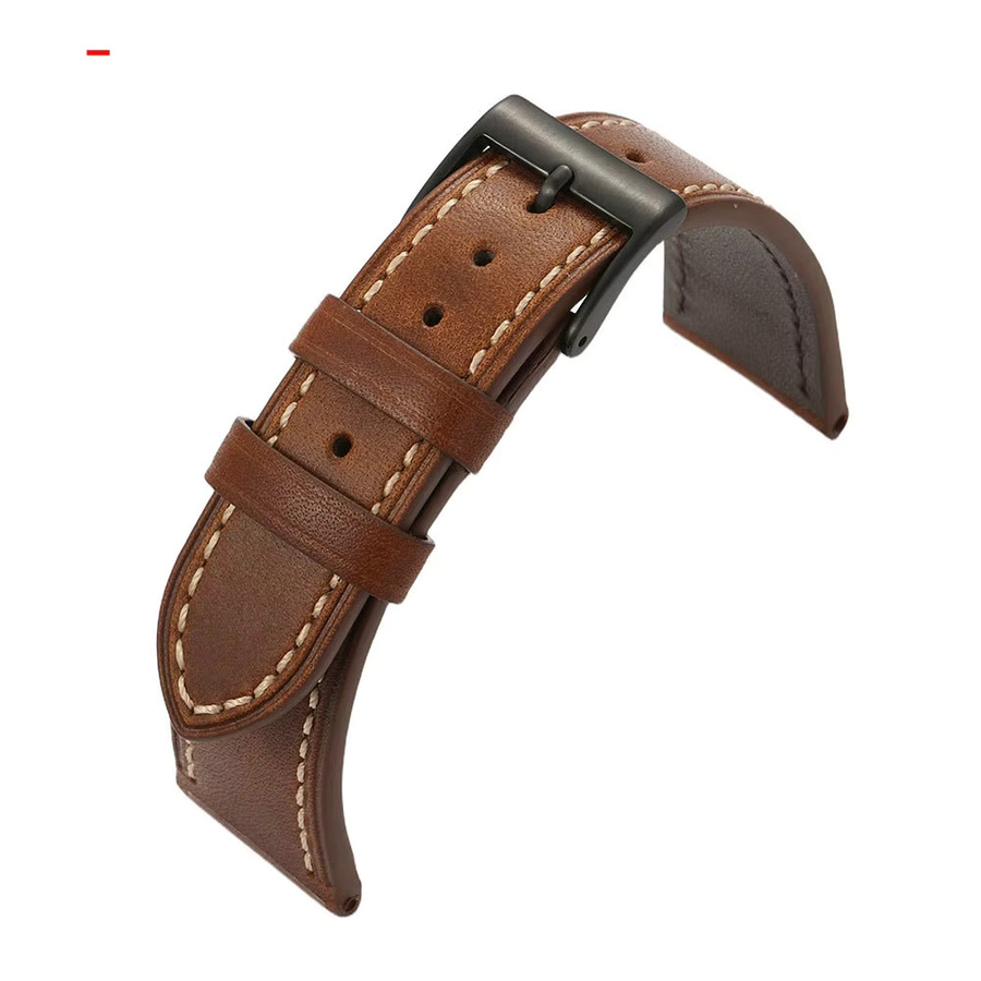 REMZEIM Uhrenarmband Ölwachsleder, Kalbsleder, Schwarz, Unisex - Bild 2