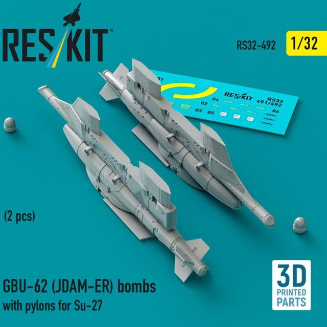 ResKit Models GBU-62 (JDAM-ER) Bombs with Pylons for Su-27, 2-teiliges Set - Bild 1