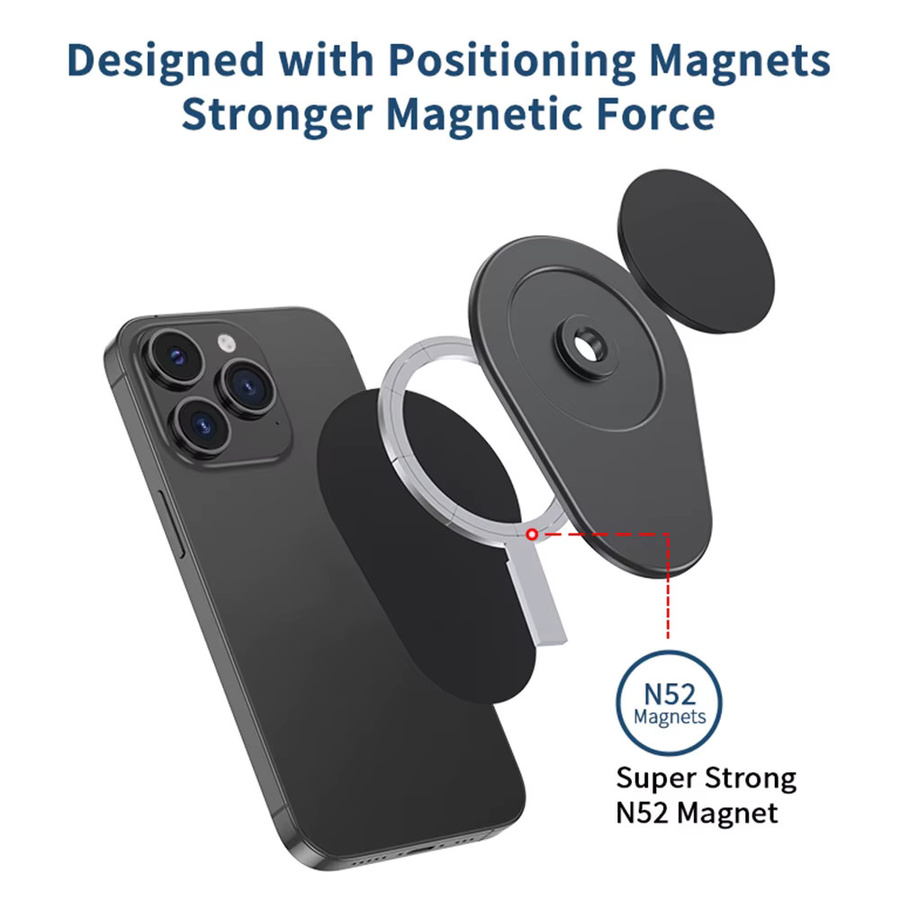 Grippopso Magnetischer MagSafe Griptok Telefonhalter in Oval-Form für iPhone, Huawei und Samsung, erhältlich in Schwarz oder Weiß - Bild 3