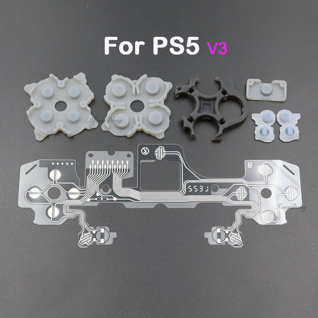 TingDong Leitfähige Silikon-Gummi-Tastenauflage für PS5 Controller V1 V2 V3 BDM-010 020 030 in Grau - Bild 1