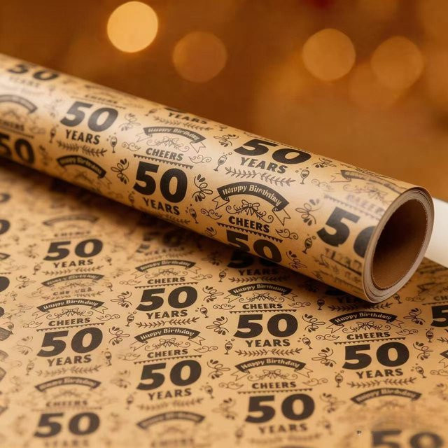 Vintage Kraftpapier zum 50. Geburtstag in Beige - Bild 1