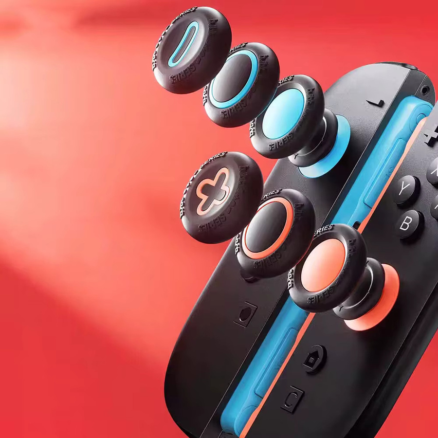 Nintendo 6-in-1 Silikon Daumensticks und Griffkappen für Switch 2 Joy Con und Pro Controller, Multicolor - Bild 2