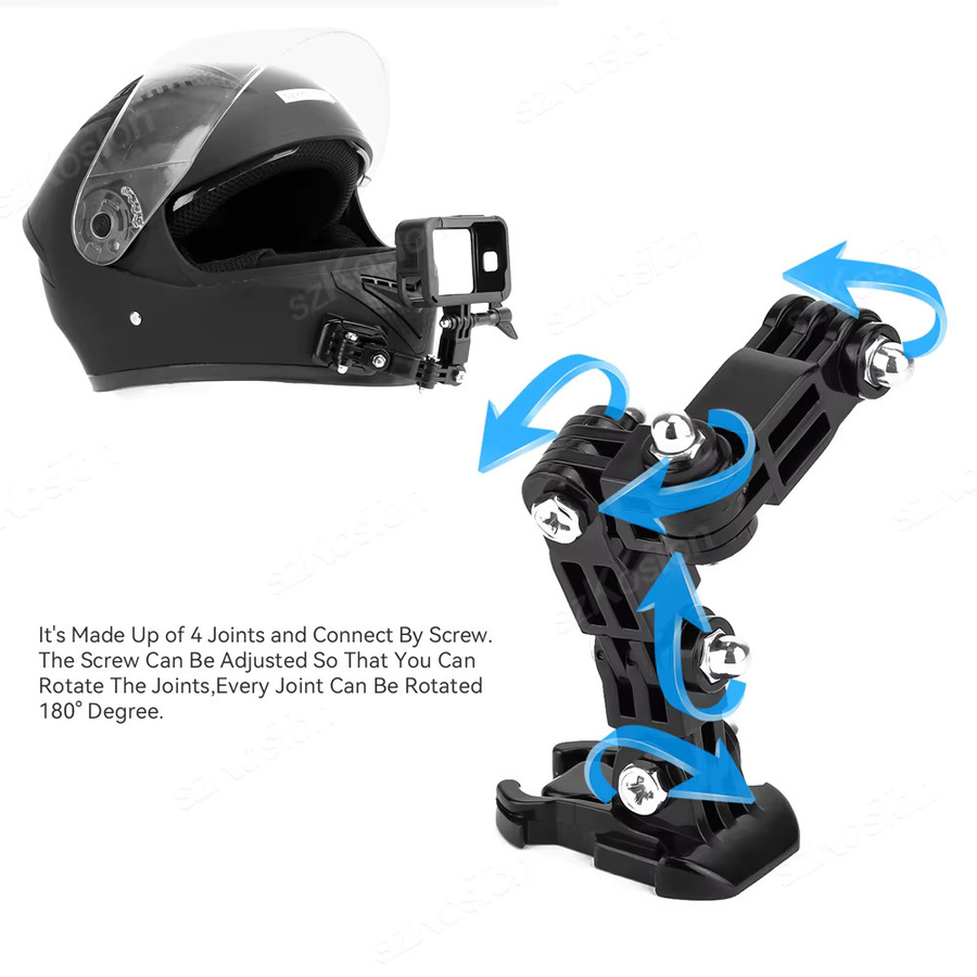 Motorrad Helm Kit Kinn Halterung für GoPro Hero 13 12 11 10 9, Insta360 und DJI Action 5, Farbe: Schwarz - Bild 3