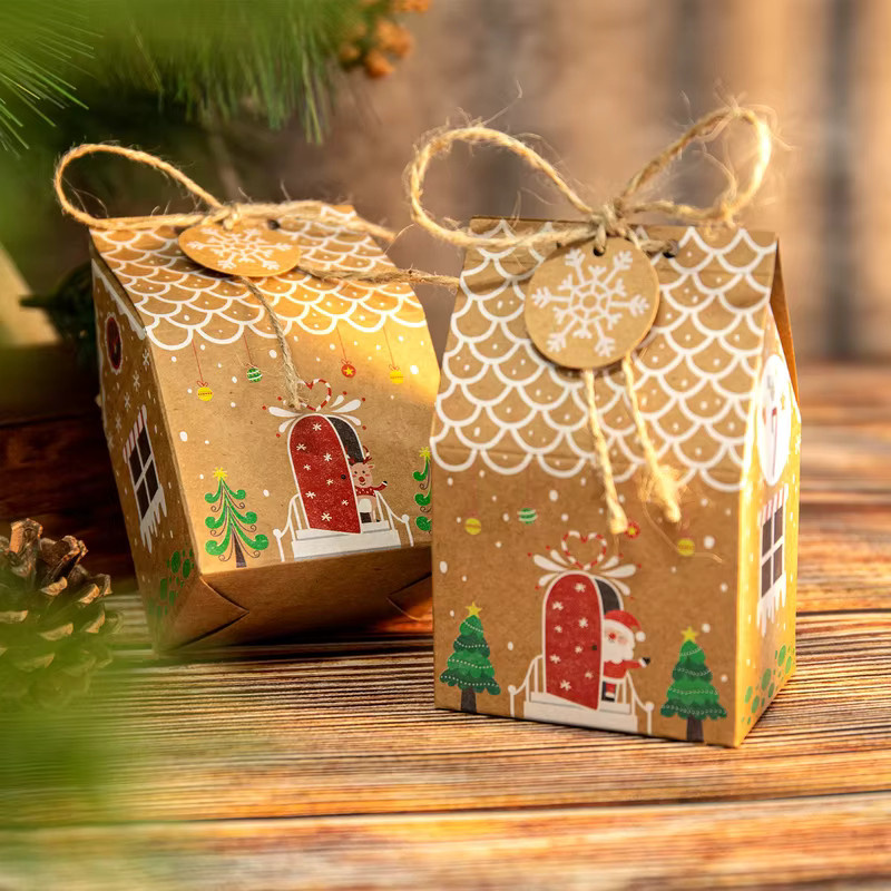 24er Set iSRCRAFT Lebkuchenhaus Advent Kalender aus braunem Kraftpapier für DIY Weihnachtsgeschenke - Bild 3
