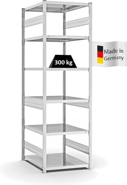 PROREGAL Fachbodenregal Stecksystem T-Profil Heavy-Duty Grundregal, 6 Ebenen, Lichtgrau, H x B x T: 250 x 75 x 80 cm - Bild 1