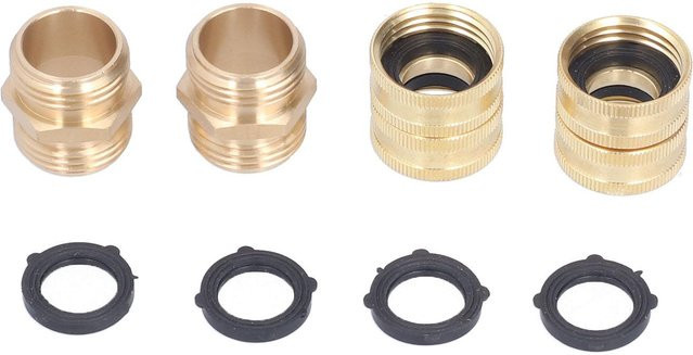 2 Paar OutsideWorld 3/4 Zoll T-Stück Schlauchadapter aus Messing in Beige/Gold - Bild 1