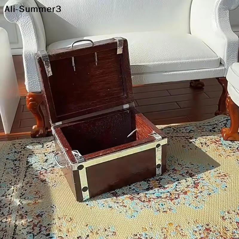 JETTING Retro Puppenhaus Miniatur Schatztruhe als Aufbewahrungsbox in Braun - Bild 4