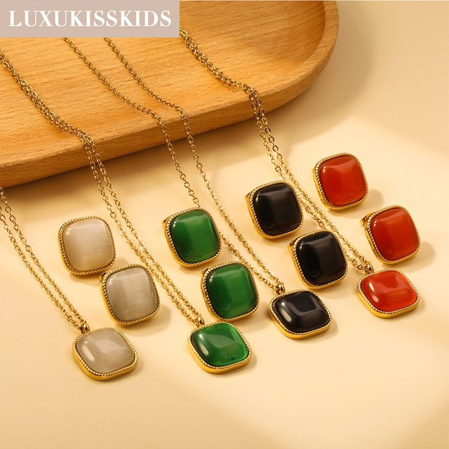 Luxukis skids Schmuck-Set, Edelstahl, vergoldet, Kristall, Vintage, Unisex - Bild 1