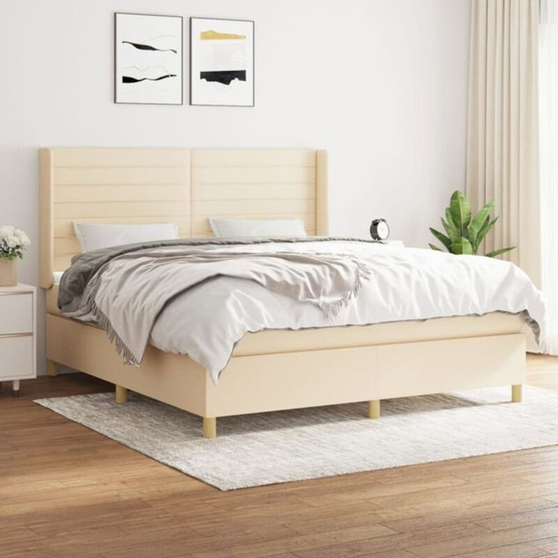 vidaxl Boxspringbett mit Matratze aus Stoff in Beige B/T/H: 160 x 200 cm - Bild 1