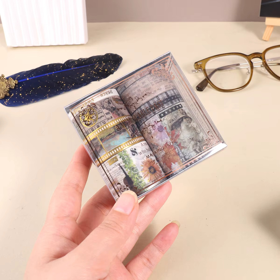 Exquisites Goldfolien-Washi-Tape-Set mit verschiedenen Mustern für DIY Tagebuch- und Karten-Dekorationen - Bild 3