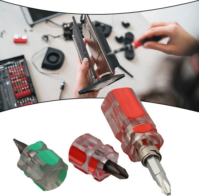 VIBRATITE 3-teiliges Mini-Schlitzschraubendreher-Set mit Flachkopf und Kreuzkopf als 2-in-1 Wechsel-Schraubendreher - Bild 1
