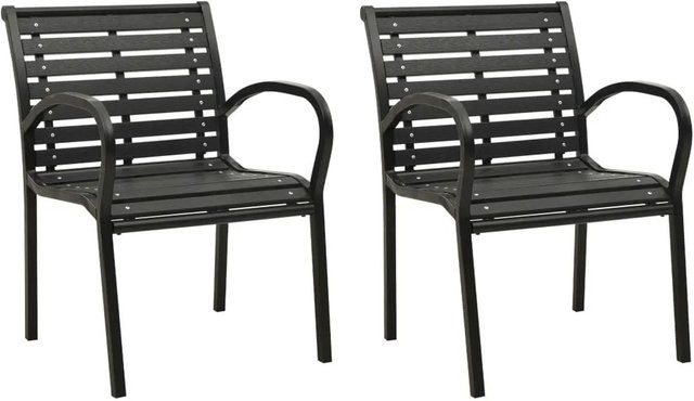 Furnicato Gartenstühle 2er Set aus Stahl und WPC in Schwarz mit industriellem Design, stapelbar, H: 110 cm, B: 60 cm, T: 56 cm - Bild 1