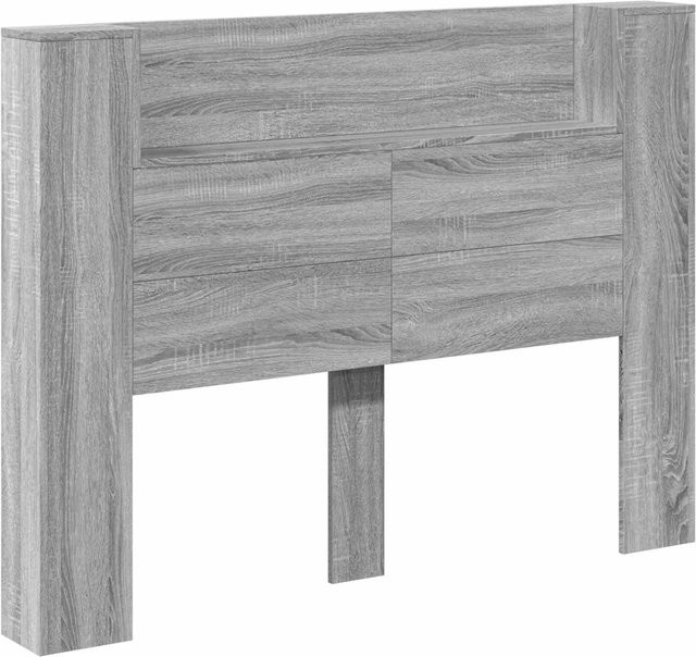 vidaXL Kopfteil-Schrank mit LED und integrierter Beleuchtung, Grau, B/T/H: 140 x 16,5 x 103,5 cm - Bild 1