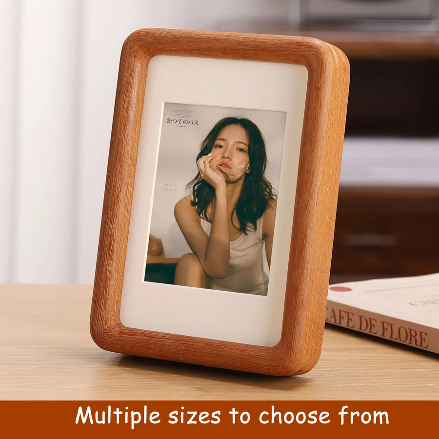 CHENGWEI Massivholz-Bilderrahmen aus Walnussholz und Teakholz in Schwarz und Braun für A4 und A3, minimalistischer Fotodisplay-Ständer für den Tisch - Bild 2