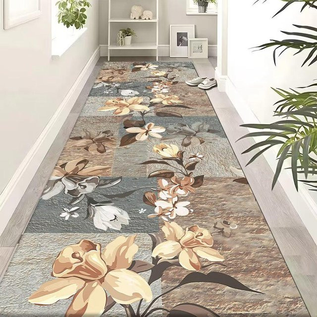 Moderner Läufer Teppich Karpetti mit 3D Blumenmuster in Multicolour, waschbar und rutschfest, B: 80 cm, L: 200 cm - Bild 1