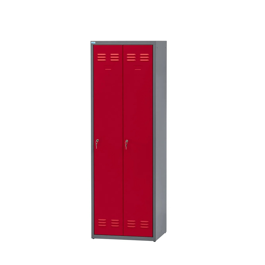 Küpper Spind 2-Türig mit Kleiderstange und Haken, Dunkelrot, H x B x T: 180 x 60 x 48 cm - Bild 2