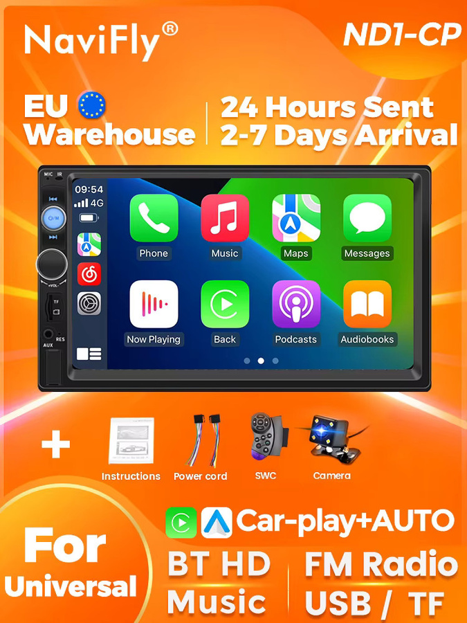 Navifly 2 Din Auto Radio mit 7 Zoll HD Touchscreen, MP5 Player mit GPS, Bluetooth, CarPlay, Mirror Link und Rückfahrkamera, Schwarz - Bild 4