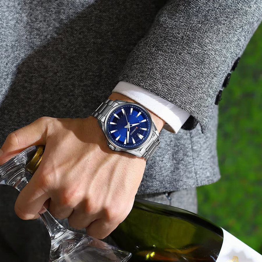 CURREN Armbanduhr, Quarz, Edelstahl, Blau, Herren - Bild 4