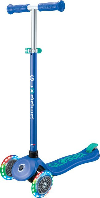 Globber Primo Plus Lights Tretroller mit LED-Leuchtrollen blau ab 3 Jahren - Bild 1