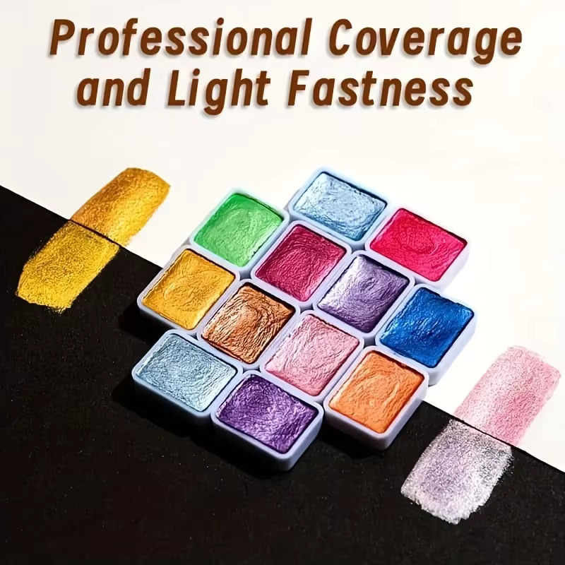 60 Farben Metallic-Schimmer Aquarellfarben-Set mit Perlglanzpigmenten in Multicolour für Künstler und Bastler - Bild 3