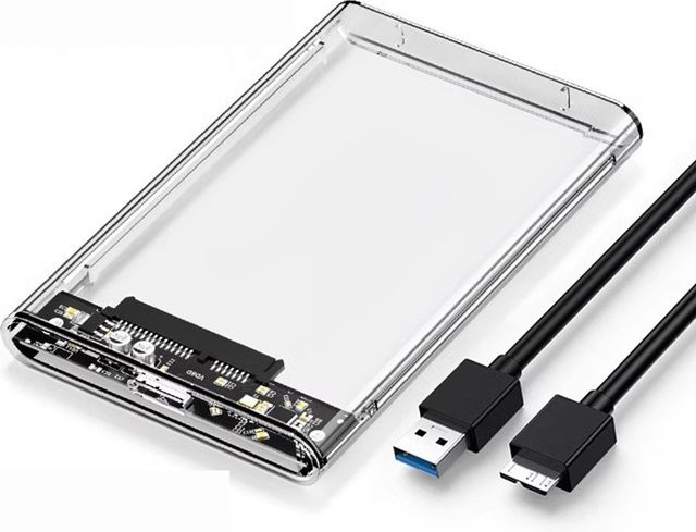 Transparentes externes 2,5 Zoll HDD-Festplattengehäuse mit USB 3.0 Anschluss - Bild 1
