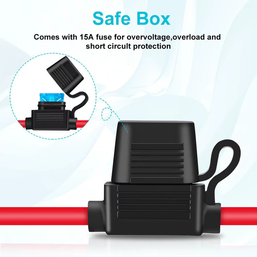 SAE Kabel Verlängerungsadapter mit Sicherung und O-Stecker, 16AWG Terminal Quick Release, Farbe: Rot - Bild 2