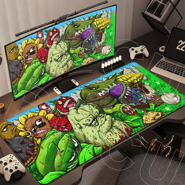 Potdemiel XXL Gaming Mauspad mit HD-Druck Plants vs. Zombies Szenen, Mehrfarbig - Bild 1