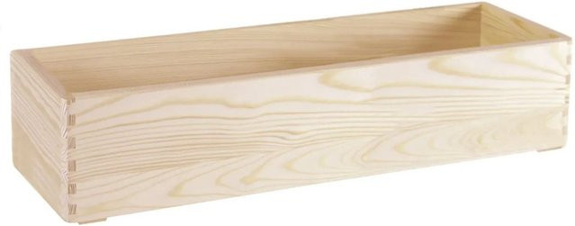 HolzFee Stapelbare Holzkiste als schmaler Blumenkasten für die Fensterbank, Beige, B/T/H: 59 x 15 x 14 cm - Bild 1
