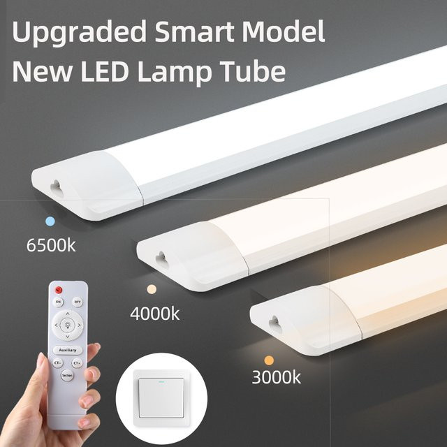 CHENBEN Dimmbare LED-Lichtröhre mit Fernbedienung in Weiß, Modernes Lineares Design, Cool White - Bild 1